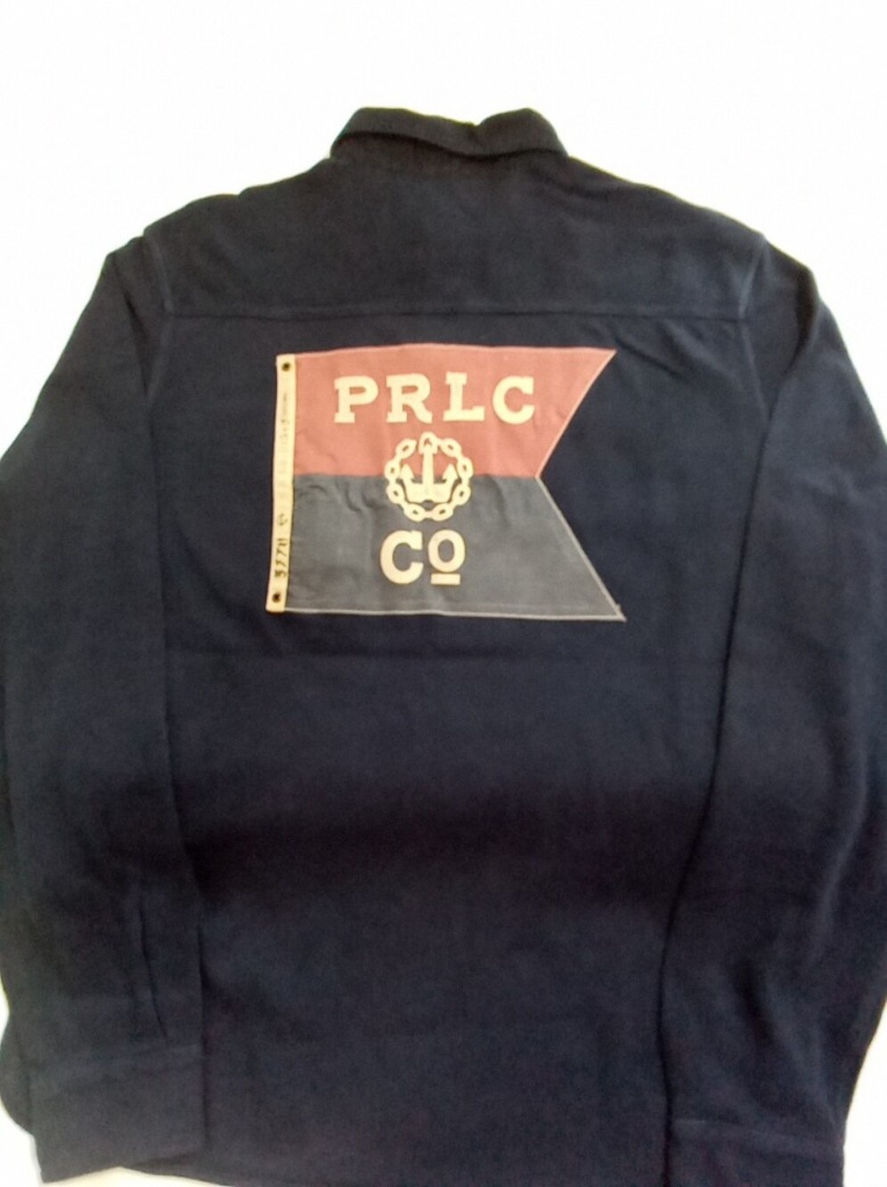 Ralph Lauren Navy Shirt Jacket with Red & Light Blue Flag Patch - Picture 13 of 14